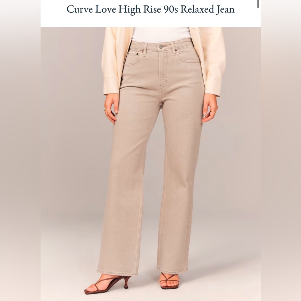 Abercrombie & Fitch Curve Love High Rise 90s Relaxed Jean, 28/6R, Oat